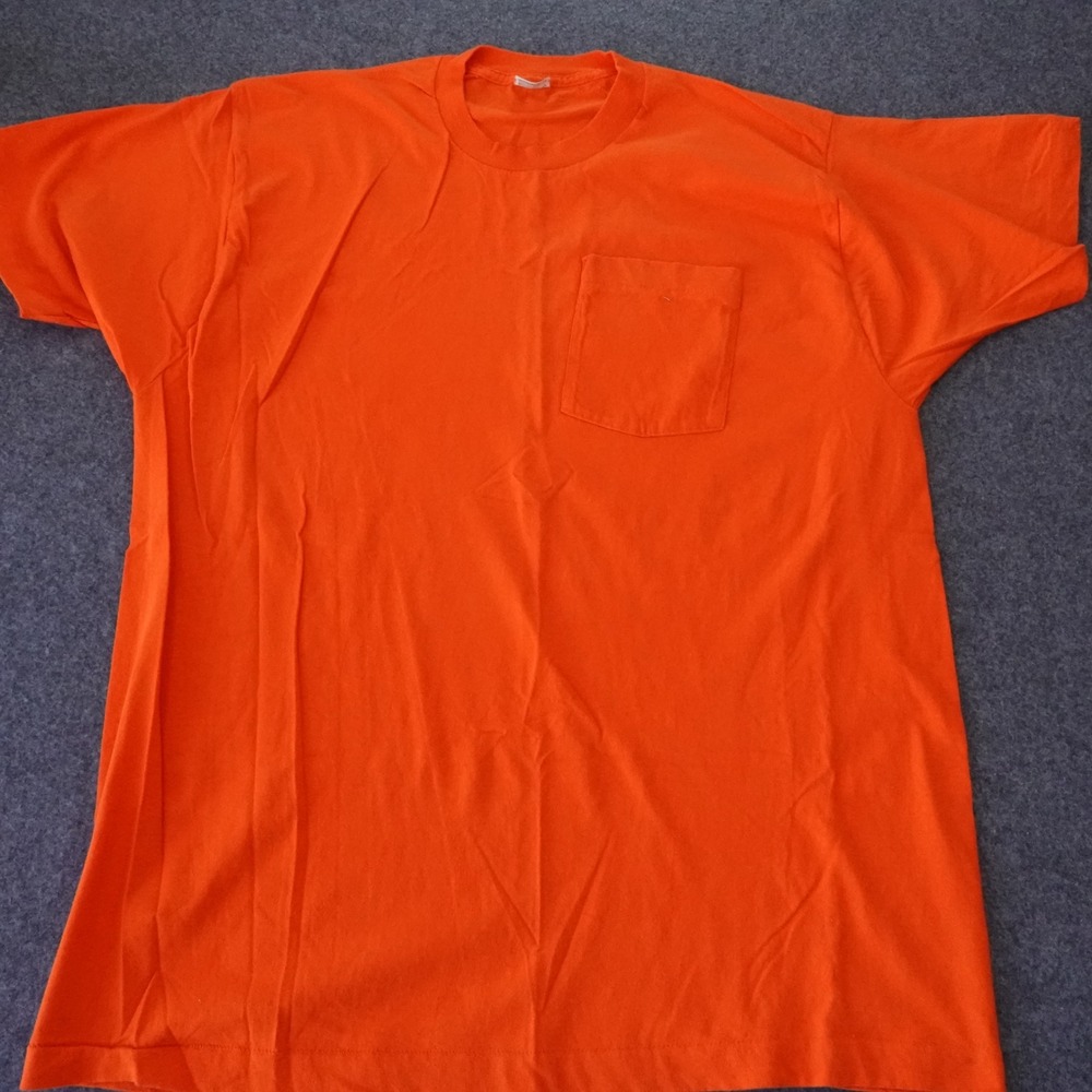 Vintage BVD Orange Pocket T-Shirt Mens XXL Single Stitch Cotton Blank Tee